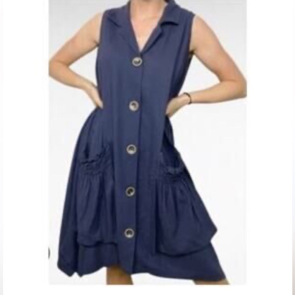 New For Cynthia Navy Blue Midi Dress - Picture 3 of 15